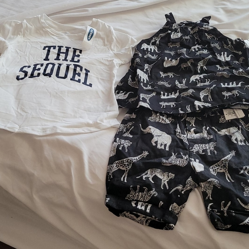 Top and short set and t-shirt